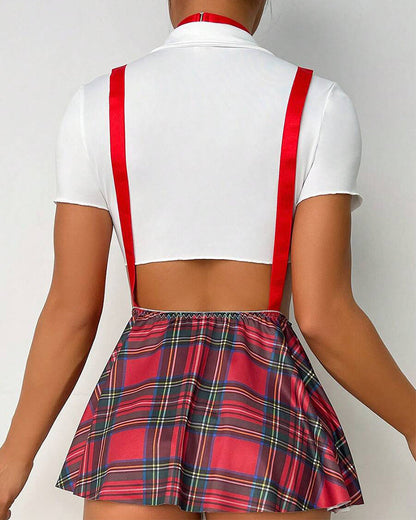 Leyla™ | Ensemble Sexy 3 Pièces avec Crop Top, Jupe Plissée & Slip