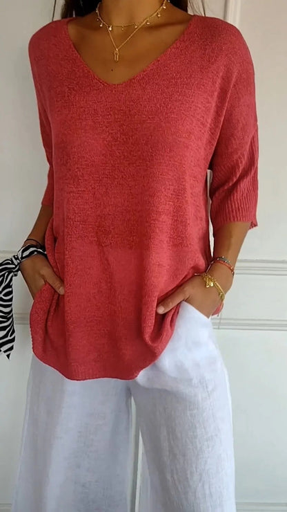 Anaé™ | Haut Tricot Aérien avec Col en V