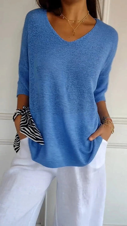 Anaé™ | Haut Tricot Aérien avec Col en V