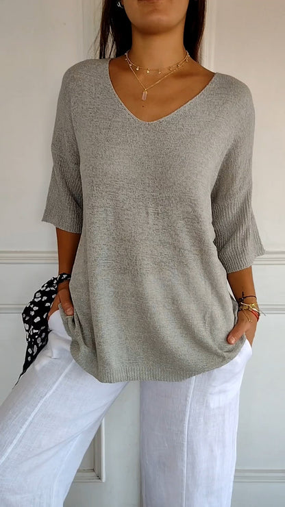 Anaé™ | Haut Tricot Aérien avec Col en V