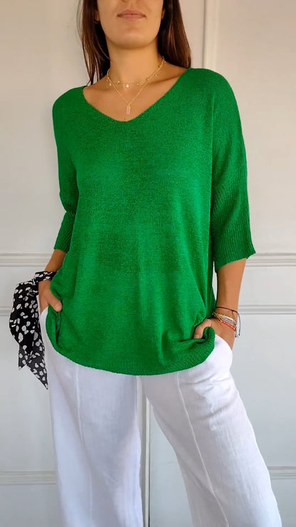 Anaé™ | Haut Tricot Aérien avec Col en V