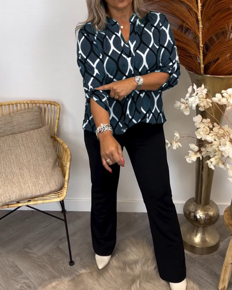 Margaux™ | Blouse Décontractée avec Motif Chic