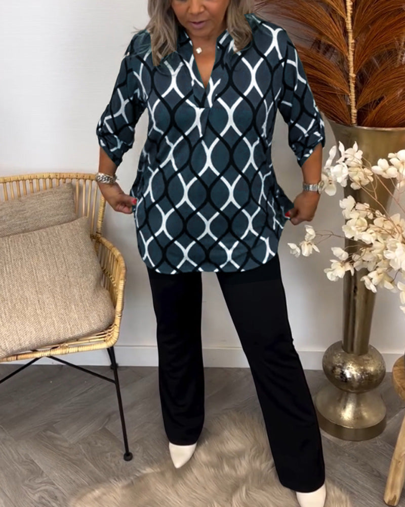 Margaux™ | Blouse Décontractée avec Motif Chic