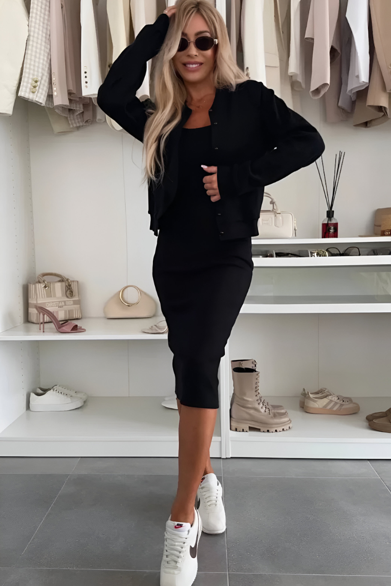 Elise™ | Robe Midi Élégante & Gilet