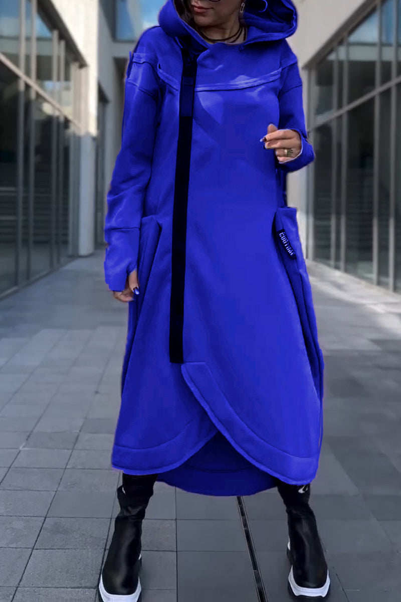 Esmée™ | Robe à capuche à manches longues et ourlet asymétrique