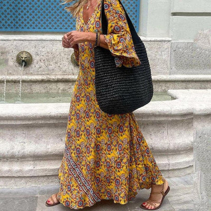 Elena™ | Robe Maxi Élégante à Col V