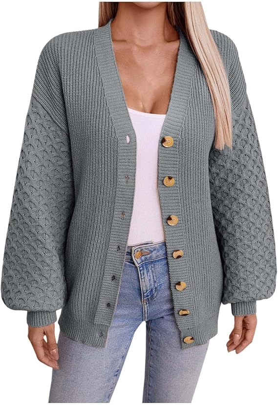 Eva™ | Gilet Tricoté Oversized avec Col en V et Boutons