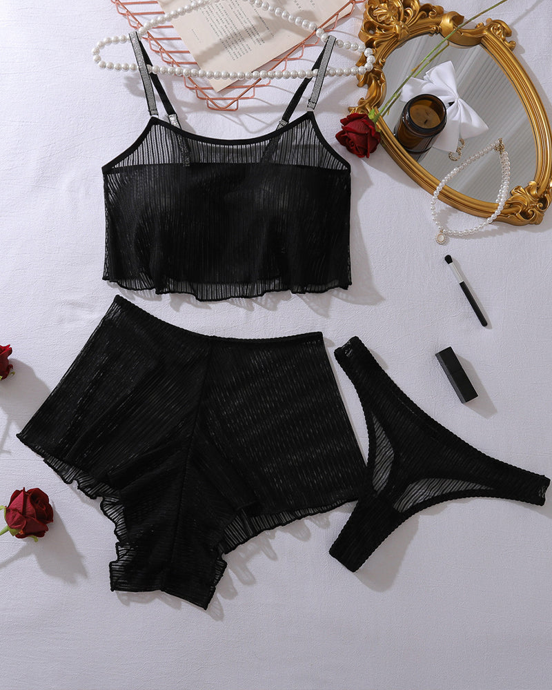 Manon™ | Débardeur en maille transparent & Ensemble de pyjama court