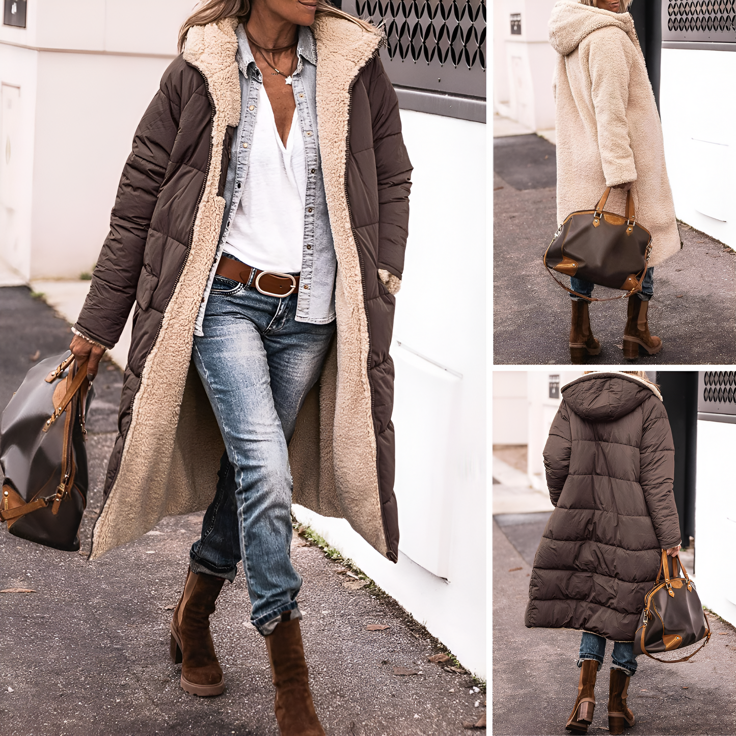 Isa™ | Manteau d’Hiver Réversible – Côté Teddy & Matelassé
