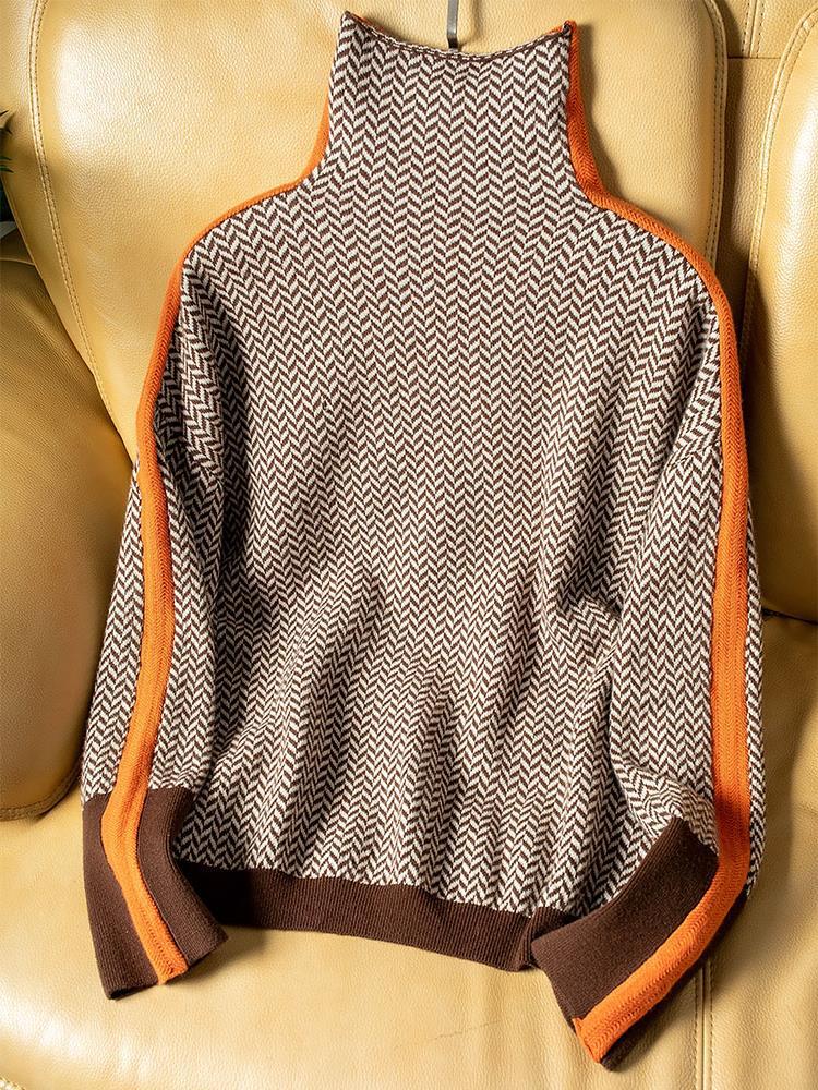 Malou™ | Pull à col montant avec des rayures contrastées saisissantes