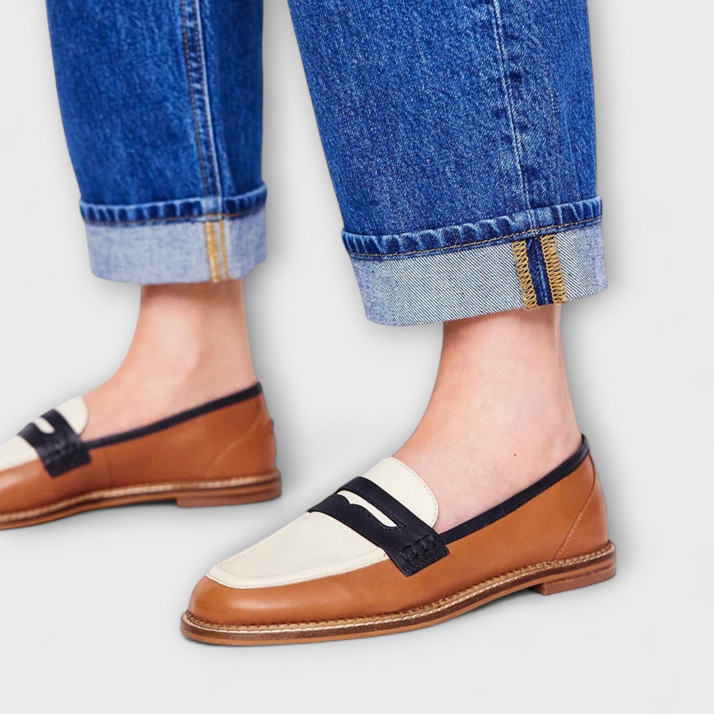 Amélie™ | Mocassins avec Bout Rond et Design en Bloc de Couleurs