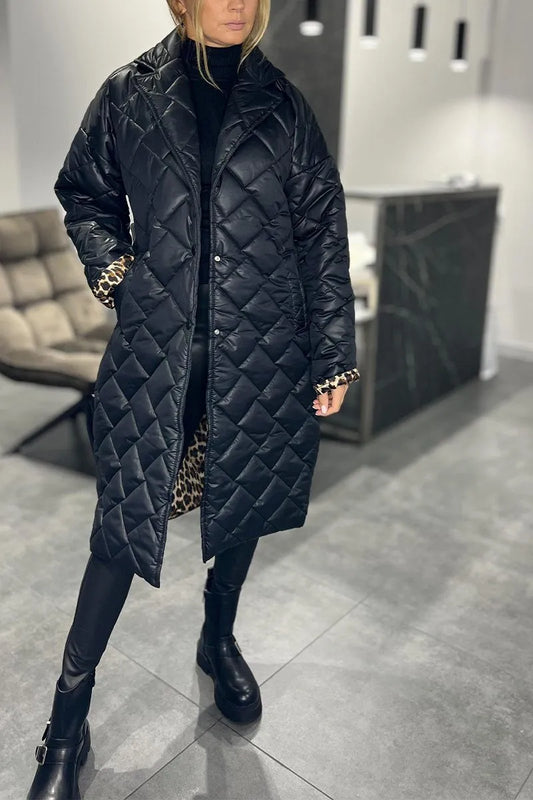 Valérie™ | Veste Matelassée Réversible avec Doublure Imprimée Léopard