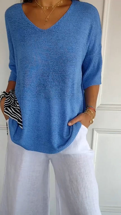 Anaé™ | Haut Tricot Aérien avec Col en V