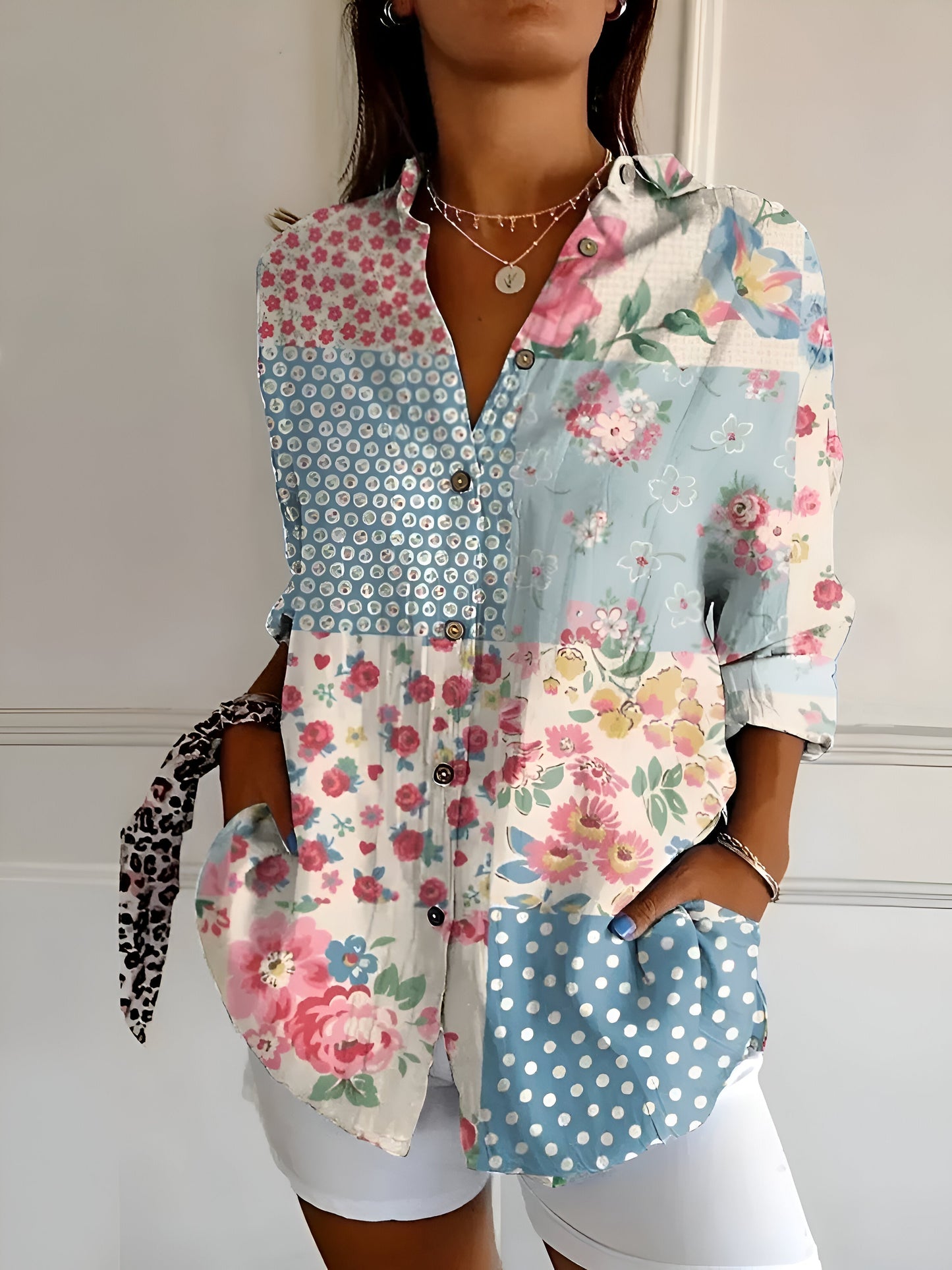 Malou™ | Blouse à fleurs avec Boutons